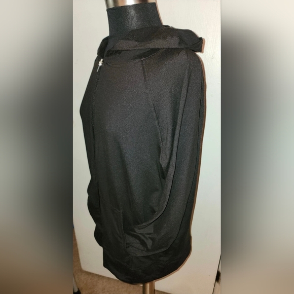 Athletic Works All Black FULL Zipper Hooded Sweatshirt/ Hoodie Jacket LARGE - Picture 4 of 9